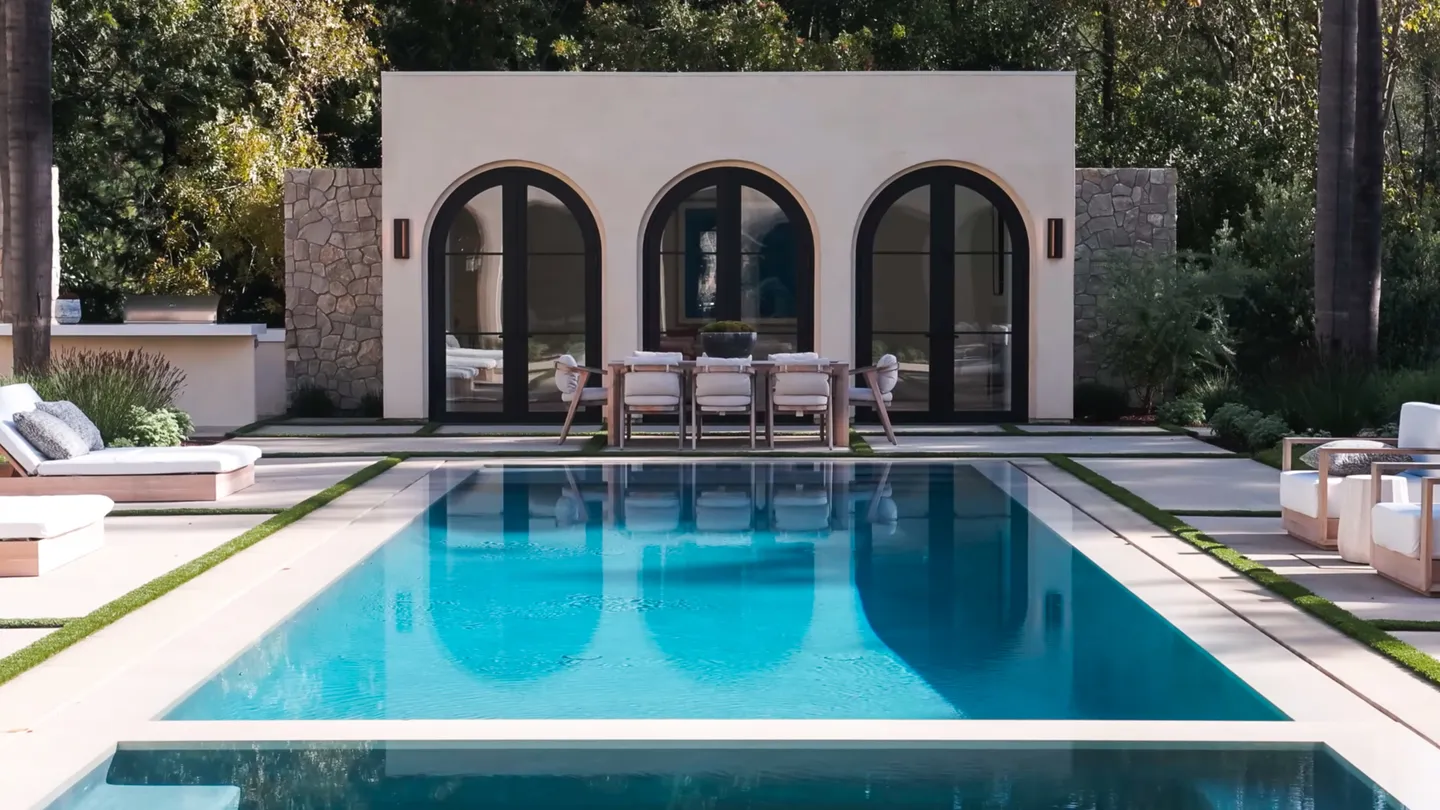 Luxury property garden with pool